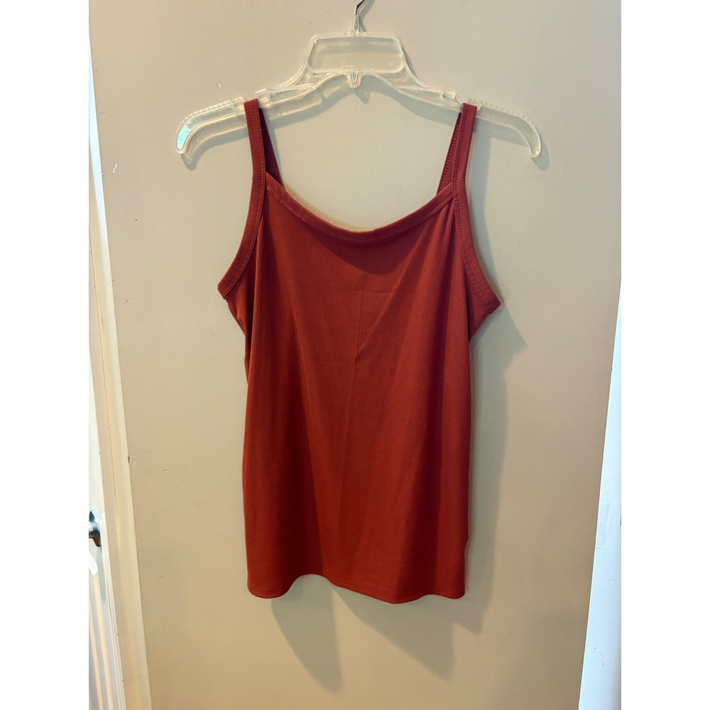 NWOT No Boundaries Womens Ribbed Knit Camisole Top Rust Terracotta Large 11-13